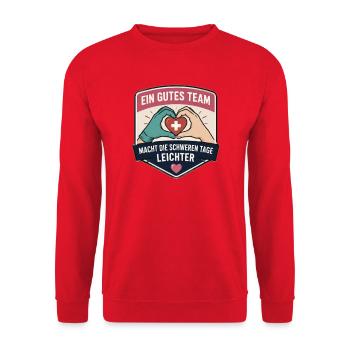Team stärkt schwere Tage - Unisex Pullover - Rot - Vorne - Alina (178cm) & Michal (187cm)