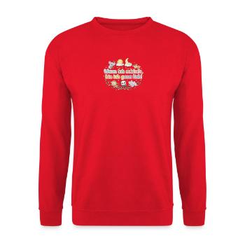Wenn ich schlafe, bin ich ganz lieb Spruch - Unisex Pullover - Rot - Vorne - Alina (178cm) & Michal (187cm)