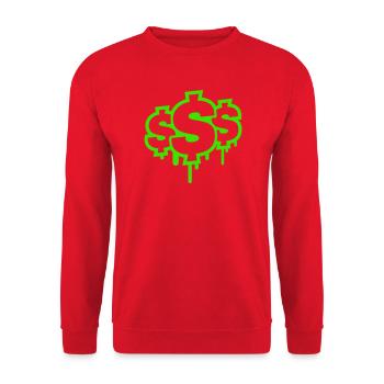 Neon Graffiti Dollarzeichen Tropfen - Unisex Pullover - Rot - Vorne - Alina (178cm) & Michal (187cm)