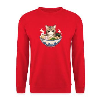 Katzenramen Meisterwerk - Unisex Pullover - Rot - Vorne - Alina (178cm) & Michal (187cm)
