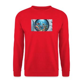 Surreal underwater world inside a washing machine  - Unisex Pullover - Rot - Vorne - Alina (178cm) & Michal (187cm)