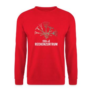 Rechenzentrum Gärtner Gartenarbeit - Unisex Pullover - Rot - Vorne - Alina (178cm) & Michal (187cm)