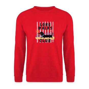 Dachshund Walking – Long Walks Club - Unisex Sweatshirt - red - Front - Alina (178cm) & Michal (187cm)