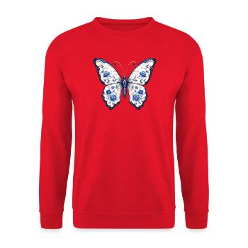 Blue Blossom Butterfly Motif - Unisex Sweatshirt - red - Front - Alina (178cm) & Michal (187cm)