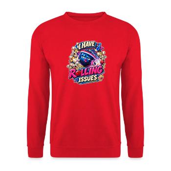 I Have Rolling Issues Bowling Ball Comic Saying - Unisex Sweatshirt - red - Front - Alina (178cm) & Michal (187cm)