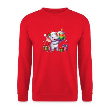 Niedliches Elefanten-Weihnachtsmann-Ornament - Unisex Pullover - Rot - Vorne - Alina (178cm) & Michal (187cm)