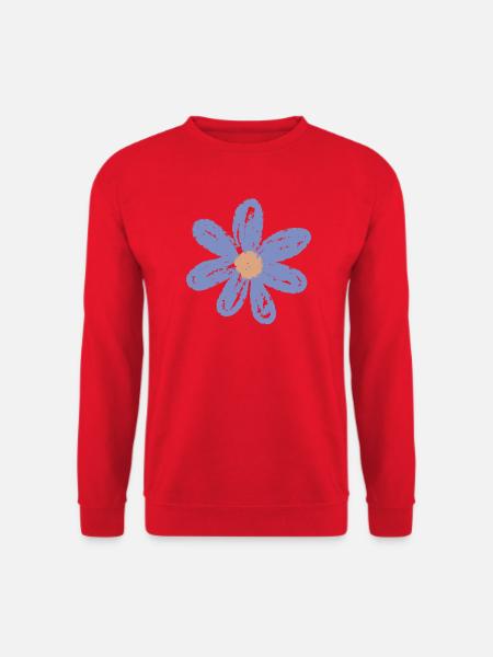 Blüte in Blau Handgemalt - Unisex Pullover - Rot