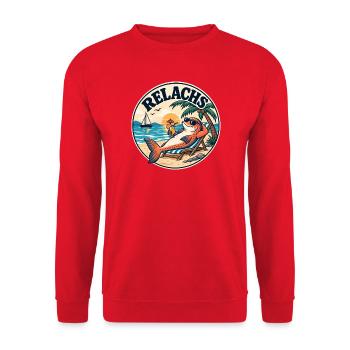 RELACHS – Chillender Lachs - Unisex Pullover - Rot - Vorne - Alina (178cm) & Michal (187cm)