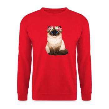 Birma Katze - Unisex Pullover - Rot - Vorne - Alina (178cm) & Michal (187cm)
