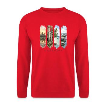 Kambodscha Travel – Angkor Wat & Natur Motiv - Unisex Pullover - Rot - Vorne - Alina (178cm) & Michal (187cm)