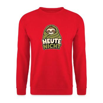 Müdes Faultier – Heute nicht Design für Faule - Unisex Pullover - Rot - Vorne - Alina (178cm) & Michal (187cm)