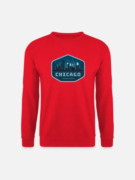 Chicago Skyline Nacht - Unisex Pullover - Rot