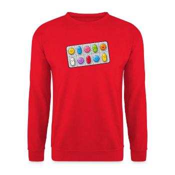 Happy Pills - Unisex Pullover - Rot - Vorne - Alina (178cm) & Michal (187cm)