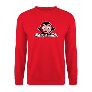 Setz deine Zähne in Vampir-Tee-Logo - Unisex Pullover - Rot - Vorne - Alina (178cm) & Michal (187cm)