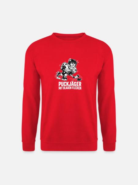 Puckjäger mit blauen Flecken – Eishockey Design - Unisex Pullover - Rot