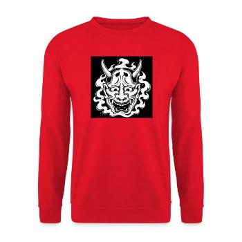 Hannya Maske - Unisex Pullover - Rot - Vorne - Alina (178cm) & Michal (187cm)