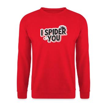 Ich spinne dich an Spinnenhumor  - Unisex Pullover - Rot - Vorne - Alina (178cm) & Michal (187cm)