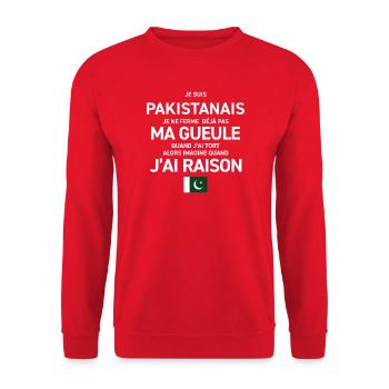 Je Suis Pakistanais Je Ne Ferme Deja Pas Ma Gue... - Sweat-shirt Unisexe - rouge - Devant - Alina (178cm) & Michal (187cm)