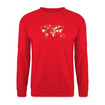 Darts World Map Dartboard Globe Player Design - Unisex Pullover - Rot - Vorne - Alina (178cm) & Michal (187cm)
