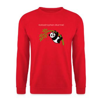 Katastrophen Murmel: Panda am Bambus - Unisex Pullover - Rot - Vorne - Alina (178cm) & Michal (187cm)