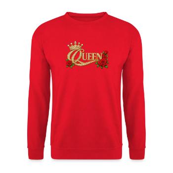 Goldene Königin und funkelnde Rosen - Unisex Pullover - Rot - Vorne - Alina (178cm) & Michal (187cm)