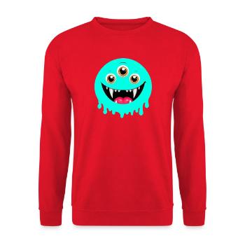Dreiaugiges schmelzendes Monster - Unisex Pullover - Rot - Vorne - Alina (178cm) & Michal (187cm)