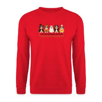 Halloween Aussie Shepherd Crew - Unisex Pullover - Rot - Vorne - Alina (178cm) & Michal (187cm)