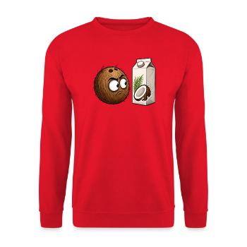 Kokos vs Milchkarton - Unisex Pullover - Rot - Vorne - Alina (178cm) & Michal (187cm)