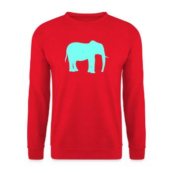 Elefant Silhouette Neon Cyan - Unisex Pullover - Rot - Vorne - Alina (178cm) & Michal (187cm)