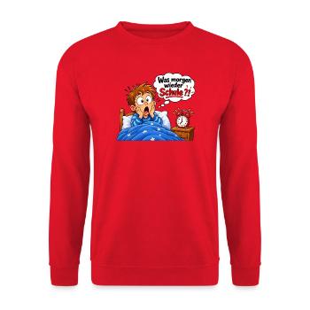Schulstart Albtraum Cartoon - Unisex Pullover - Rot - Vorne - Alina (178cm) & Michal (187cm)