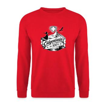 Eidgenössin zu 100 Prozent - Unisex Pullover - Rot - Vorne - Alina (178cm) & Michal (187cm)