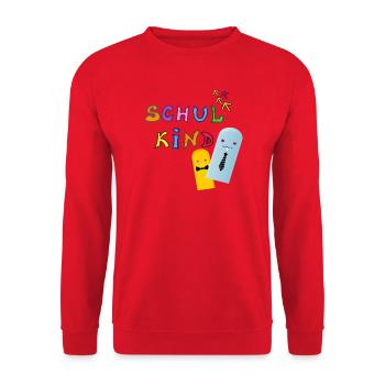 Schulkind  - Unisex Pullover - Rot - Vorne - Alina (178cm) & Michal (187cm)