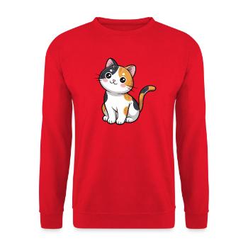 Calico-Kätzchen-Cartoon - Unisex Pullover - Rot - Vorne - Alina (178cm) & Michal (187cm)