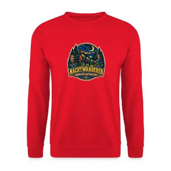 Nachtwanderer – Mond an Alltag aus - Unisex Pullover - Rot - Vorne - Alina (178cm) & Michal (187cm)
