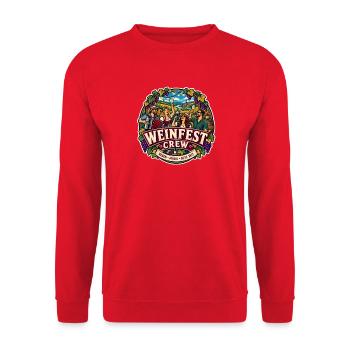 Weinfest Crew – Reben Musik gute Zeit - Unisex Pullover - Rot - Vorne - Alina (178cm) & Michal (187cm)