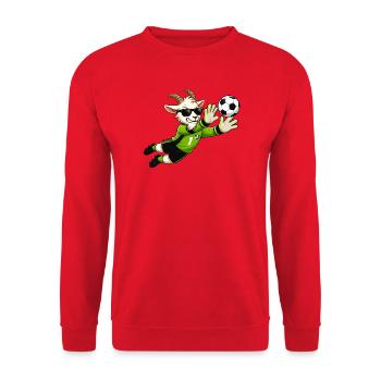 G.O.A.T. Torwart Fußballziege - Unisex Pullover - Rot - Vorne - Alina (178cm) & Michal (187cm)