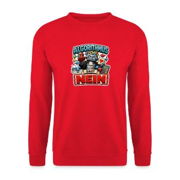 Algorithmus Sagt Nein Roboter Büro Humor Spruch - Unisex Pullover - Rot - Vorne - Alina (178cm) & Michal (187cm)