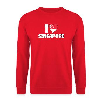 Ich liebe Singapur Flagge Herz Singapur - Unisex Pullover - Rot - Vorne - Alina (178cm) & Michal (187cm)