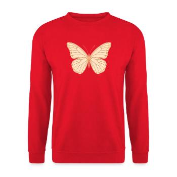 Pfirsich Schmetterling Konturdesign - Unisex Pullover - Rot - Vorne - Alina (178cm) & Michal (187cm)