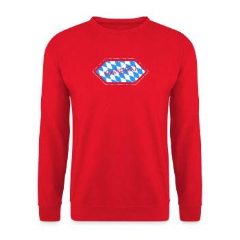 Bayern Blauweiß Karo Muster - Unisex Pullover - Rot - Vorne - Alina (178cm) & Michal (187cm)
