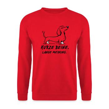 Kurze Beine Lange Meinung - Unisex Pullover - Rot - Vorne - Alina (178cm) & Michal (187cm)
