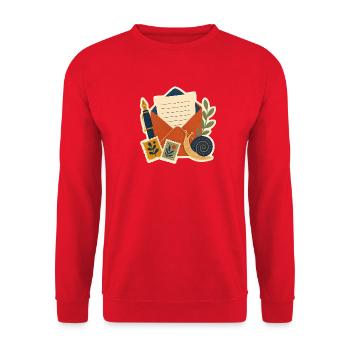 Brieffreundschaft – Snail Mail - Unisex Pullover - Rot - Vorne - Alina (178cm) & Michal (187cm)