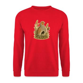 Rebhuhn im Feld - Unisex Pullover - Rot - Vorne - Alina (178cm) & Michal (187cm)