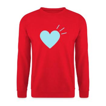 Pastellherz Lichtstrahlen I Azurblaues Herz - Unisex Pullover - Rot - Vorne - Alina (178cm) & Michal (187cm)