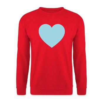 Pastellherz Minimalismus I Azurblaues Herz - Unisex Pullover - Rot - Vorne - Alina (178cm) & Michal (187cm)