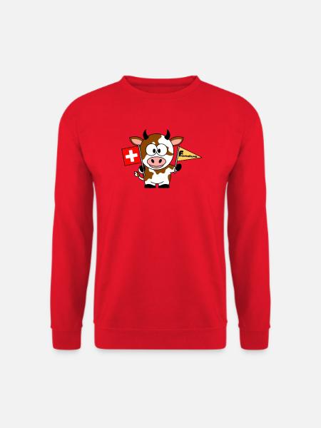 Kuh mit Fondue Flaggen - Unisex Pullover - Rot