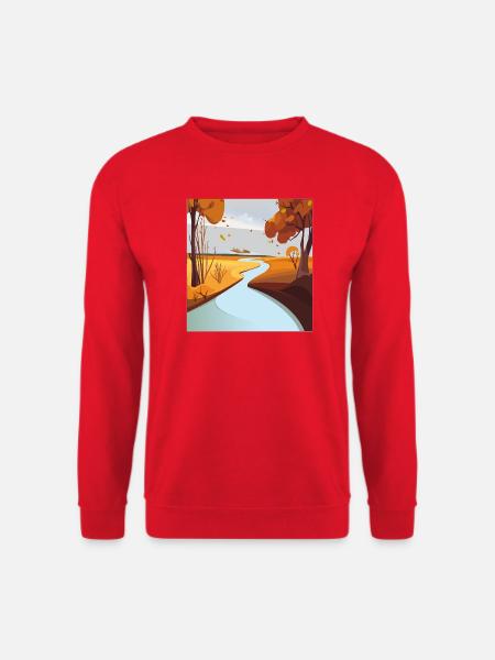 Herbstlicher Fluss durch goldene Wälder - Unisex Pullover - Rot