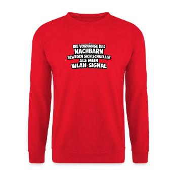 WLAN-Vorhang: Nachbarn schneller als Signal - Unisex Pullover - Rot - Vorne - Alina (178cm) & Michal (187cm)