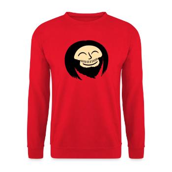 Happy Jesus Icon (Farben änderbar) - Unisex Pullover - Rot - Vorne - Alina (178cm) & Michal (187cm)