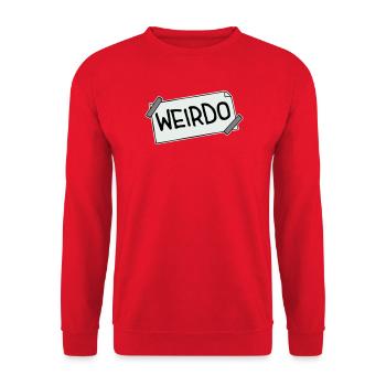 Weirdo Komischer Verrückter Lustiger Spruch Logo - Unisex Pullover - Rot - Vorne - Alina (178cm) & Michal (187cm)